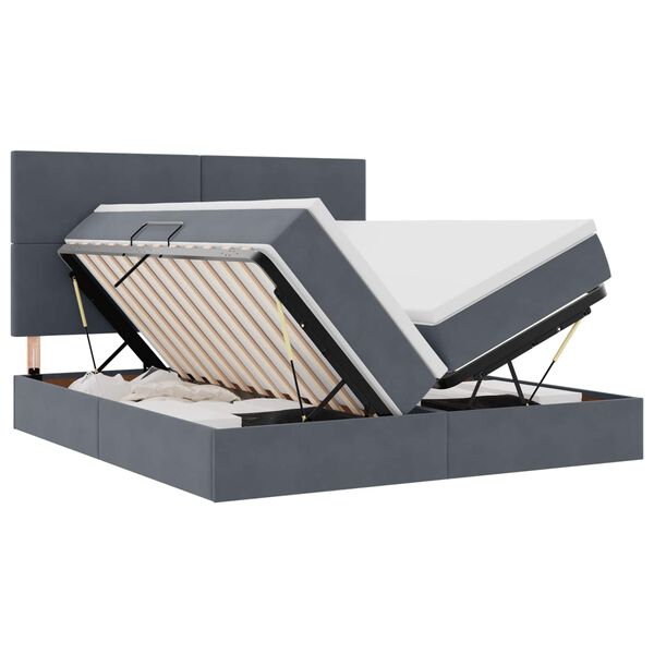 vidaXL Lit de Rangement avec matelas Gris fonc&eacute; 200 x 200 cm Velours