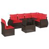 vidaXL Ensemble de canap&eacute; de jardin 7 pcs avec coussins marron r&eacute;sine tress&eacute;e