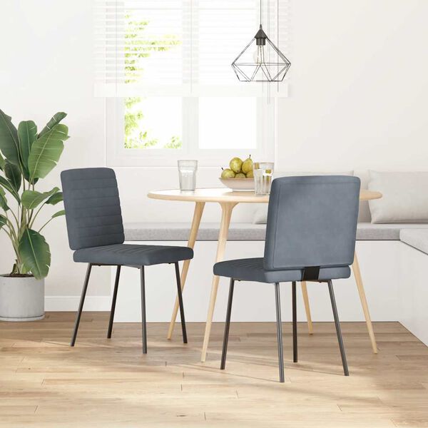 vidaXL Chaises &agrave; manger lot de 2 Gris fonc&eacute; Velours