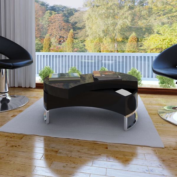vidaXL Table basse &agrave; forme r&eacute;glable noir brillant