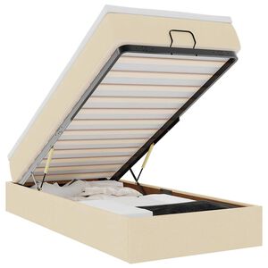 vidaXL Cadre de lit ottoman avec matelas cr&egrave;me 90x200 cm tissu