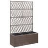 vidaXL Lit sur&eacute;lev&eacute; treillis 3 pots 83x30x130 cm R&eacute;sine tress&eacute;e Marron