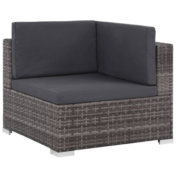 vidaXL Salon de jardin 7 pcs avec coussins r&eacute;sine tress&eacute;e gris