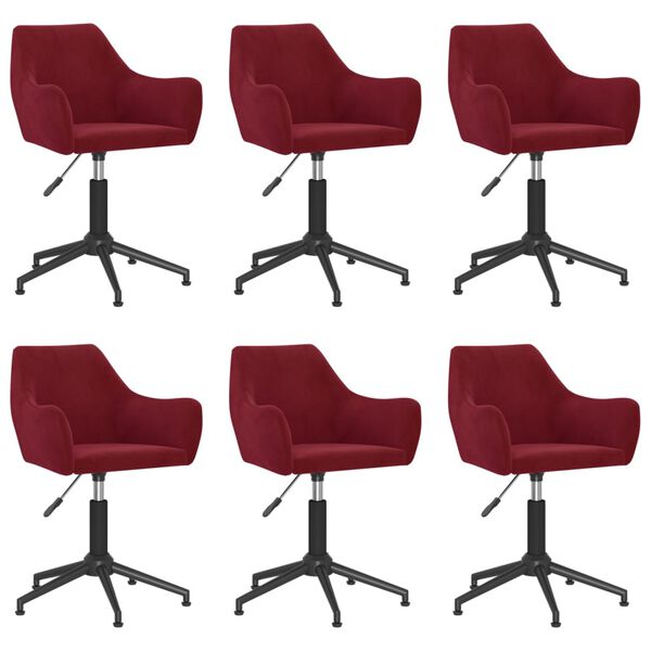 vidaXL Chaises &agrave; manger pivotantes lot de 6 rouge bordeaux velours