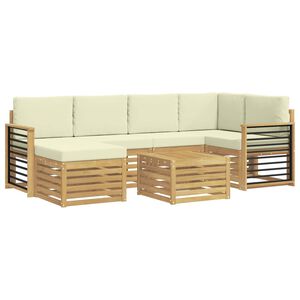 vidaXL Ensemble de canap&eacute;s d'ext&eacute;rieur 7 pc Blanc et cr&egrave;me Polyester