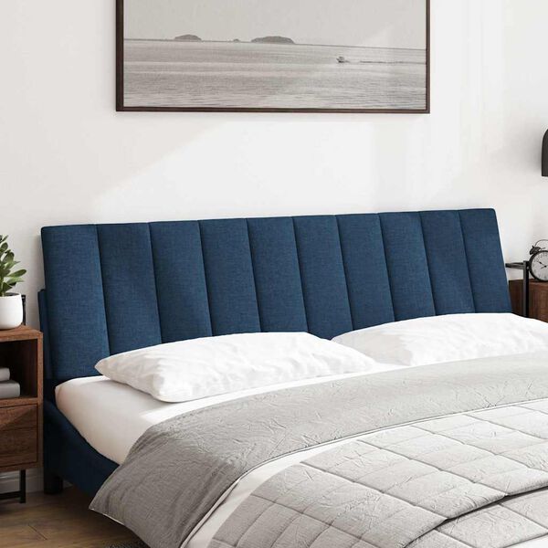 vidaXL Coussin de t&ecirc;te de lit Hanko bleu 180 cm tissu