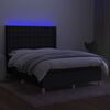 vidaXL Sommier &agrave; lattes de lit matelas et LED Noir 140x200 cm Tissu