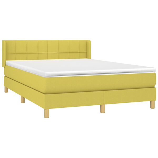 vidaXL Sommier &agrave; lattes de lit avec matelas Vert 140x190 cm Tissu
