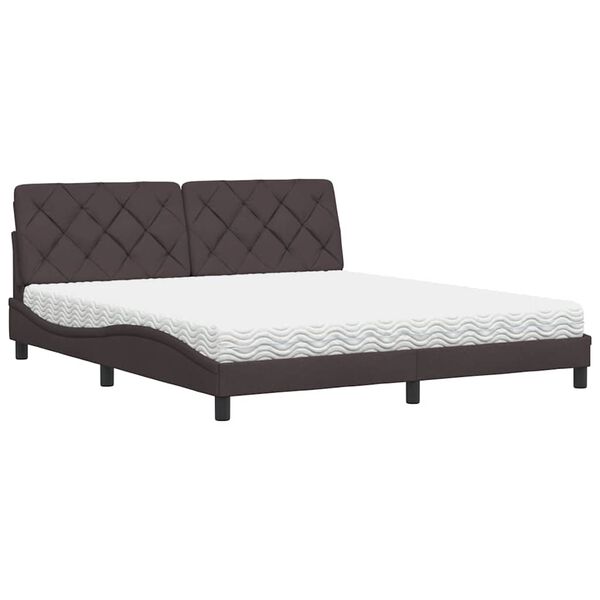 vidaXL Lit avec matelas marron fonc&eacute; 180x200 cm tissu