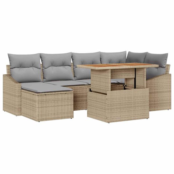 vidaXL Ensemble de salle &agrave; manger pour jardin 7 pcs Beige et gris