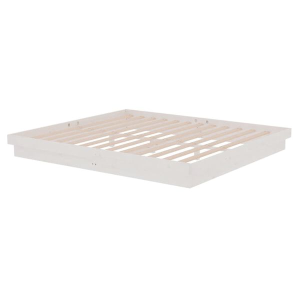 vidaXL Cadre de lit sans matelas blanc bois massif