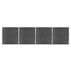 vidaXL Ensemble de panneau de cl&ocirc;ture WPC 699x186 cm Noir
