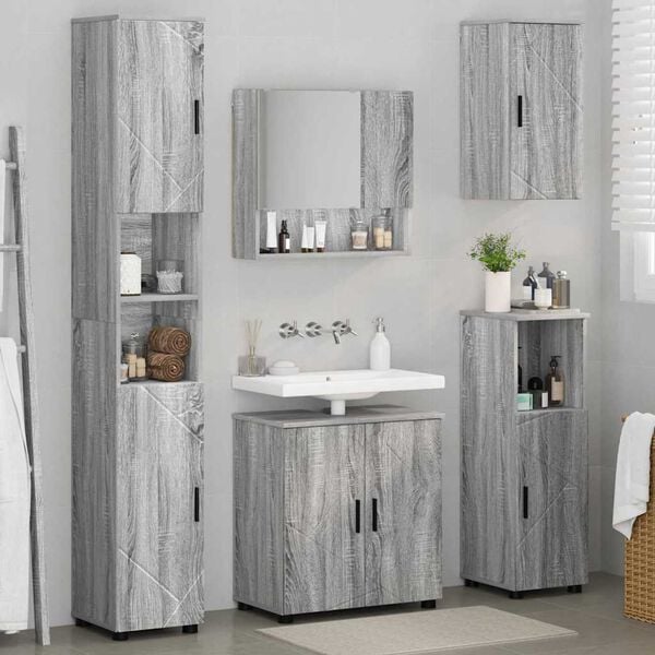 vidaXL Ensemble de mobilier de salle de bain 5 pcs Gris Sonoma