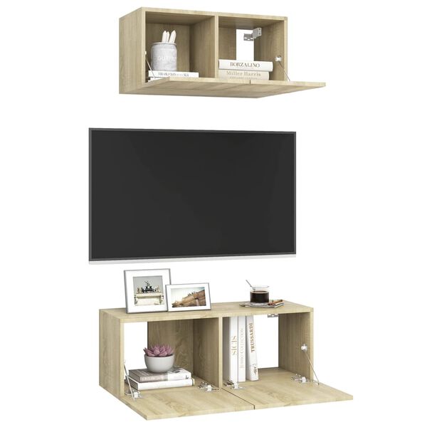 vidaXL Ensemble de meuble TV 2 pcs Ch&ecirc;ne sonoma Bois d'ing&eacute;nierie