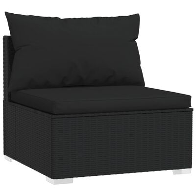 vidaXL Salon de jardin 9 pcs avec coussins Noir Résine tressée