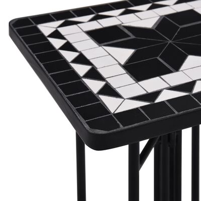 vidaXL Table de bistro mosaïque noir et blanc Céramique