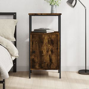 vidaXL Table de chevet ch&ecirc;ne fum&eacute; 41x31x80 cm bois d'ing&eacute;nierie