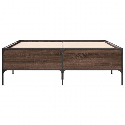 vidaXL Cadre de lit chêne marron 150x200 cm bois d'ingénierie et métal