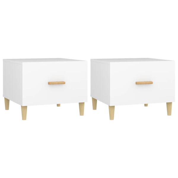 vidaXL Tables basses 2 pcs blanc 50x50x40 cm bois d'ingénierie