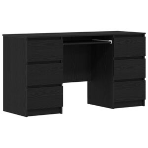vidaXL Bureau Ch&ecirc;ne noir Bois d'ing&eacute;nierie 140 x 50 x 76 cm