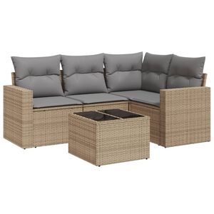 vidaXL Salon de jardin avec coussins 5 pcs beige r&eacute;sine tress&eacute;e