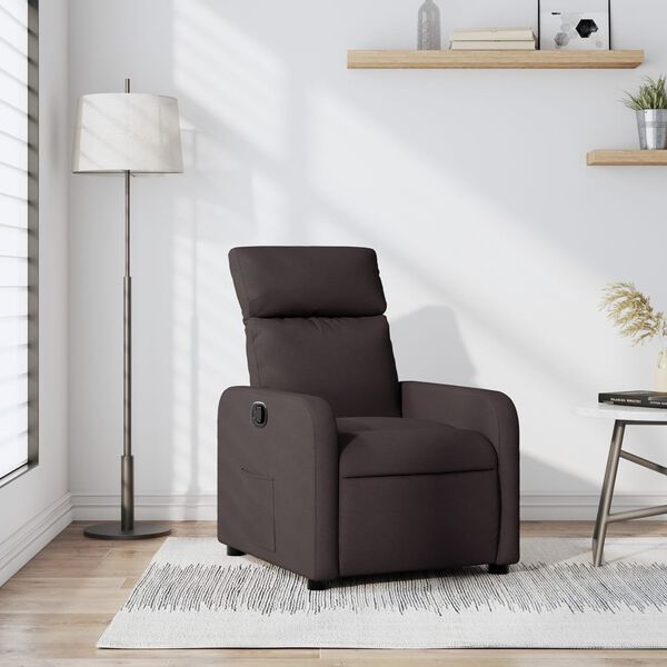 vidaXL Fauteuil inclinable Marron fonc&eacute; Tissu