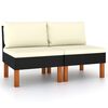 vidaXL Canap&eacute;s centraux 2 pcs R&eacute;sine tress&eacute;e et bois d'eucalyptus