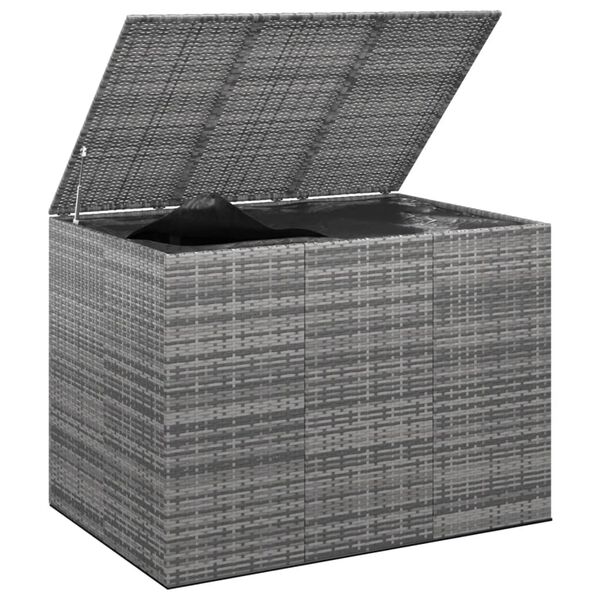 vidaXL Bo&icirc;te &agrave; coussins de jardin R&eacute;sine tress&eacute;e 145x100x103 cm Gris