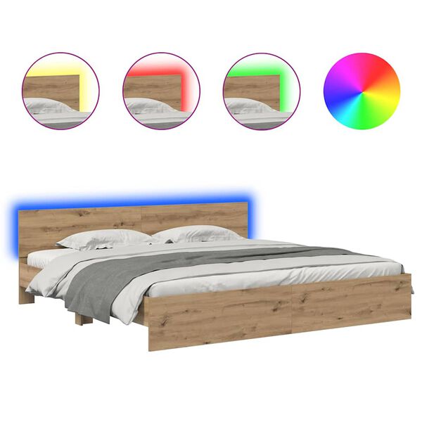 vidaXL Cadre de lit Ch&ecirc;ne artisanal 180 x 200 cm Bois d'ing&eacute;nierie