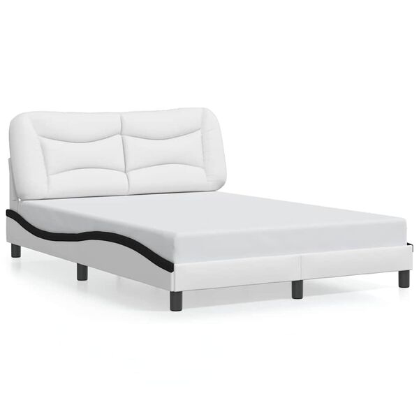 vidaXL Cadre de lit sans matelas Hvar blanc et noir 120x200 cm similicuir
