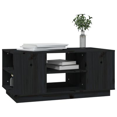 vidaXL Table basse Noir 90x49x40,5 cm Bois massif de pin