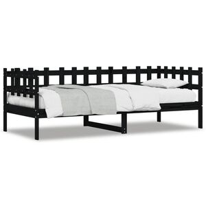 vidaXL Lit de jour sans matelas noir 80x200 cm bois de pin massif