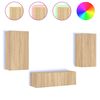 vidaXL Meuble TV muraux 3 pcs avec lumi&egrave;res LED ch&ecirc;ne sonoma
