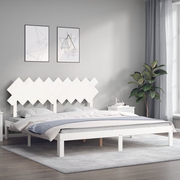 vidaXL Cadre de lit sans matelas blanc bois massif de pin