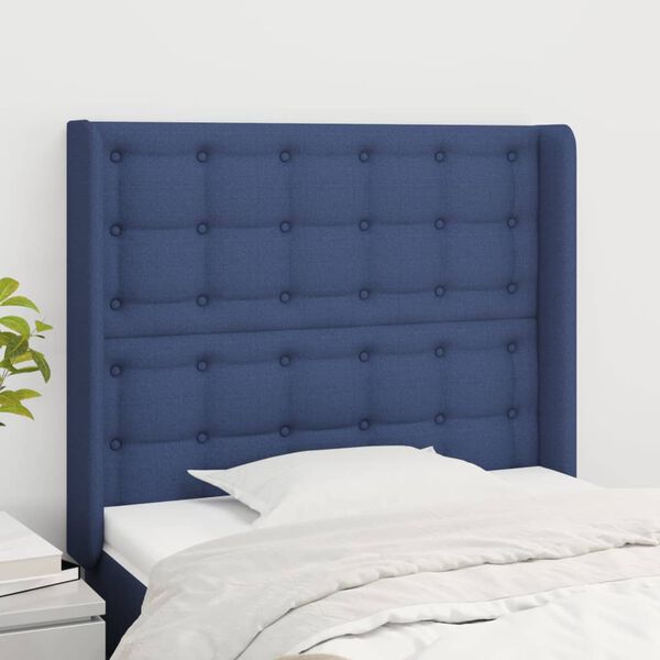 vidaXL T&ecirc;te de lit avec oreilles Bleu 103x16x118/128 cm Tissu