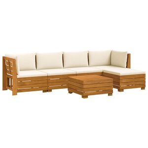 vidaXL Ensemble de canap&eacute;s d'ext&eacute;rieur avec coussin 6 Pi&egrave;ce Marron