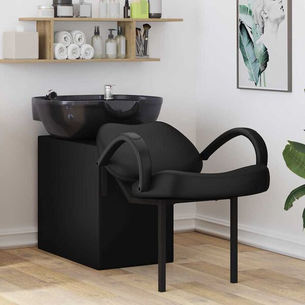 vidaXL Fauteuil de shampooing Noir 63 x 141 x 92 cm PVC