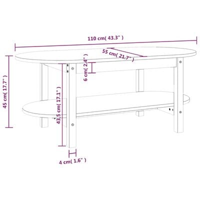 vidaXL Table basse Marron miel 110x55x45 cm Bois massif de pin