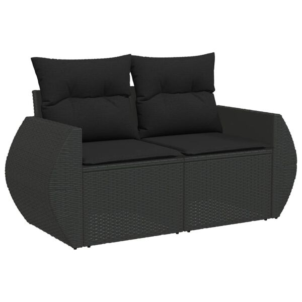 vidaXL Salon de jardin 6 pcs avec coussins noir r&eacute;sine tress&eacute;e