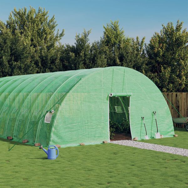 vidaXL Serre avec cadre en acier vert 84 m&sup2; 14x6x2,85 m