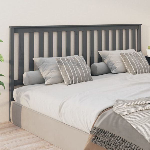 vidaXL T&ecirc;te de lit Gris 206x6x101 cm Bois massif de pin