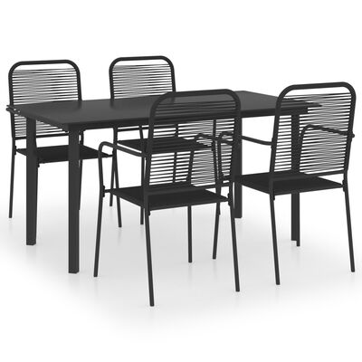 vidaXL Ensemble à manger de jardin 5 pcs noir verre et acier