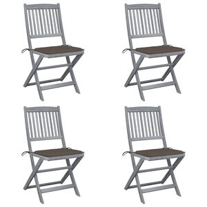 vidaXL Chaises pliables d'ext&eacute;rieur lot de 4 et coussins Bois d'acacia