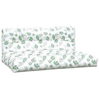 vidaXL Coussins de palette lot de 2 motif de feuilles tissu