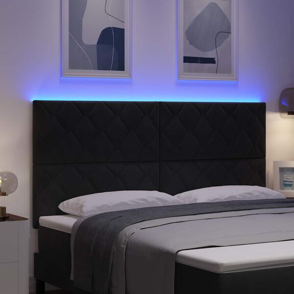 vidaXL T&ecirc;te de lit LED Noir 180 cm Cuir synth&eacute;tique