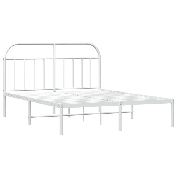 vidaXL Cadre de lit m&eacute;tal sans matelas et t&ecirc;te de lit blanc 140x190 cm