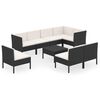 vidaXL Salon de jardin 9 pcs avec coussins R&eacute;sine tress&eacute;e Noir
