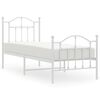 vidaXL Cadre de lit m&eacute;tal sans matelas avec pied de lit blanc 75x190cm