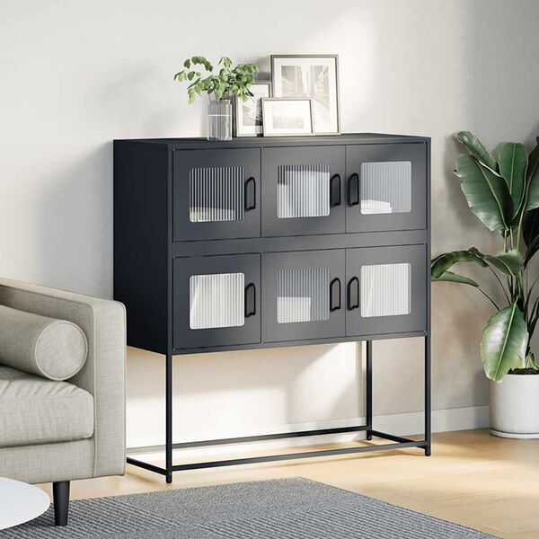 vidaXL Buffet anthracite 100,5x39x107 cm acier lamin&eacute; &agrave; froid