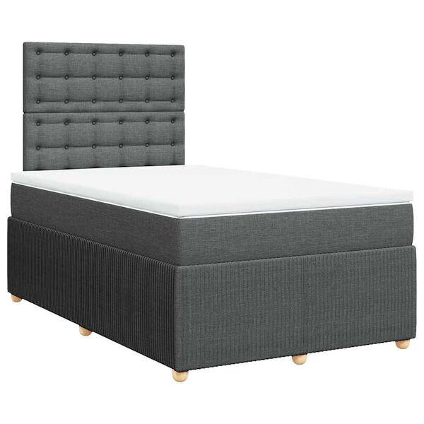 vidaXL Sommier &agrave; lattes de lit avec matelas gris fonc&eacute; 120x190cm tissu